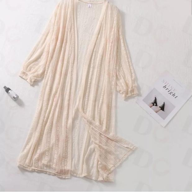 Langsung Atc [ BISA COD ]  KARDIGAN BRUKAT MOTIF BUNGA / LONG CARDI OUTER BROKAT IMPORT / OUTER LACE