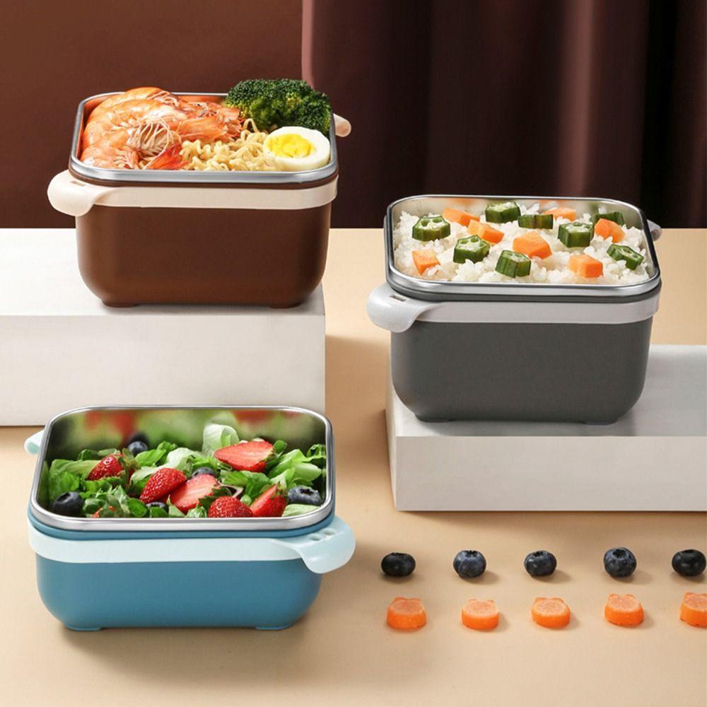 Solighter Lunch Box Portable304 Stainless Steel Untuk Pelajar Pekerja Kantor Mangkuk Mie Instan