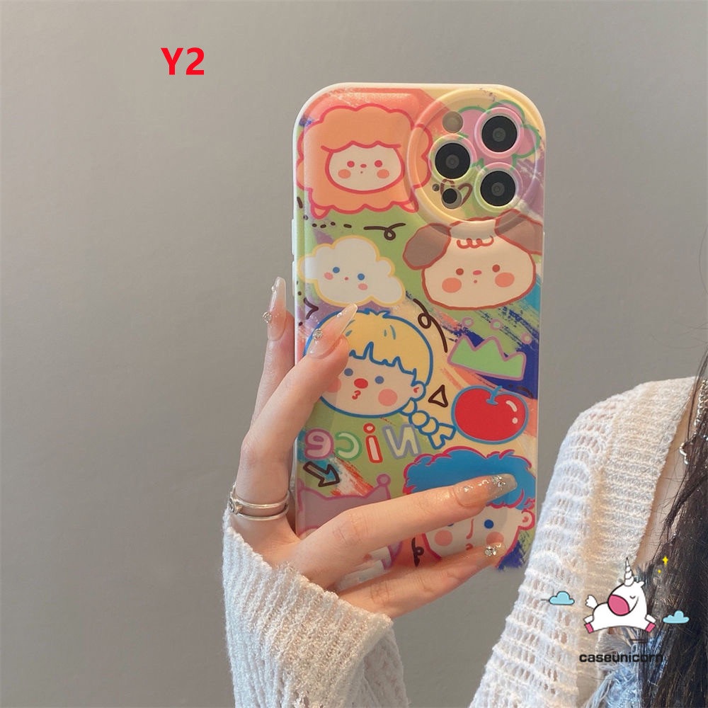 Soft Case TPU Motif Kartun Graffiti Untuk IPhone 11 7 8 Plus 14 Plus 13 12 Pro MAX XR X XS MAX 6 6s Plus SE 2020