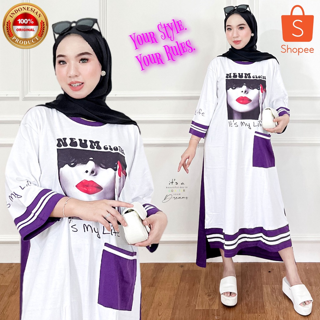 DRESS WANITA GAMIS REMAJA TERLARIS 2022 MOTIF KOMBINASI BAJU GAMIS UKURAN JUMBO XL XXL 3XL COD
