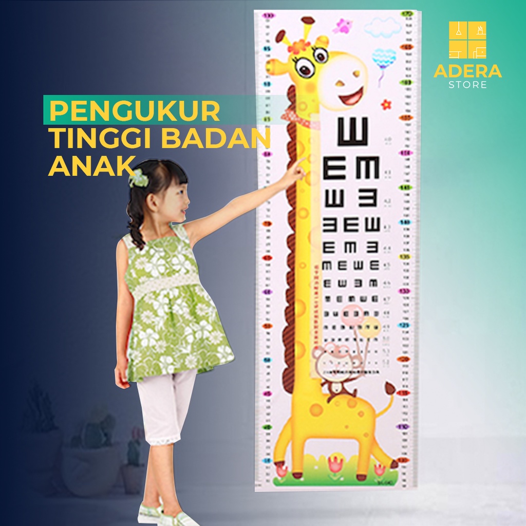 Stiker alat ukur tinggi badan anak tempel dinding tembok motif jerapah