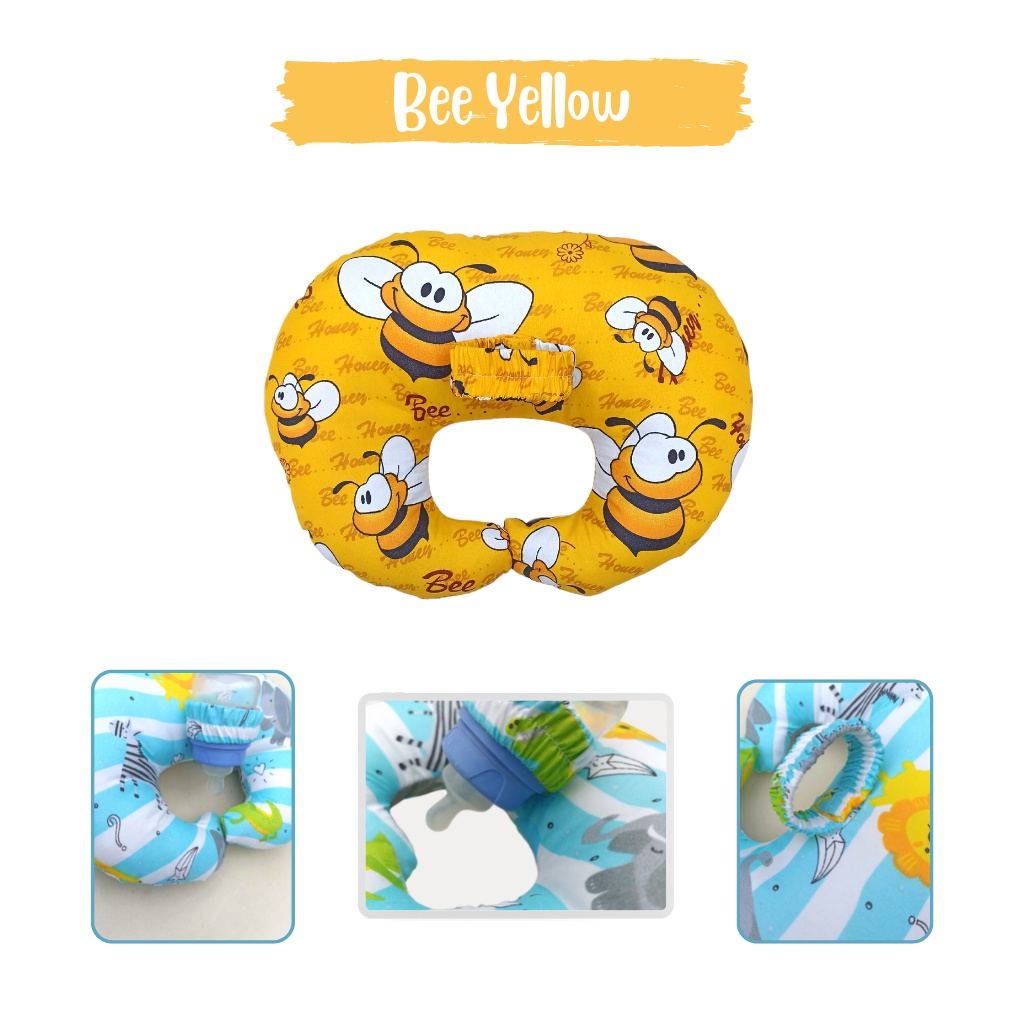 Bantal Dot Bayi Variasi Bee Yellow | Bantal Dot | Bantal Susu Anti Pegal | Bantal Dot Susu Bayi | Baby Bottle Holder