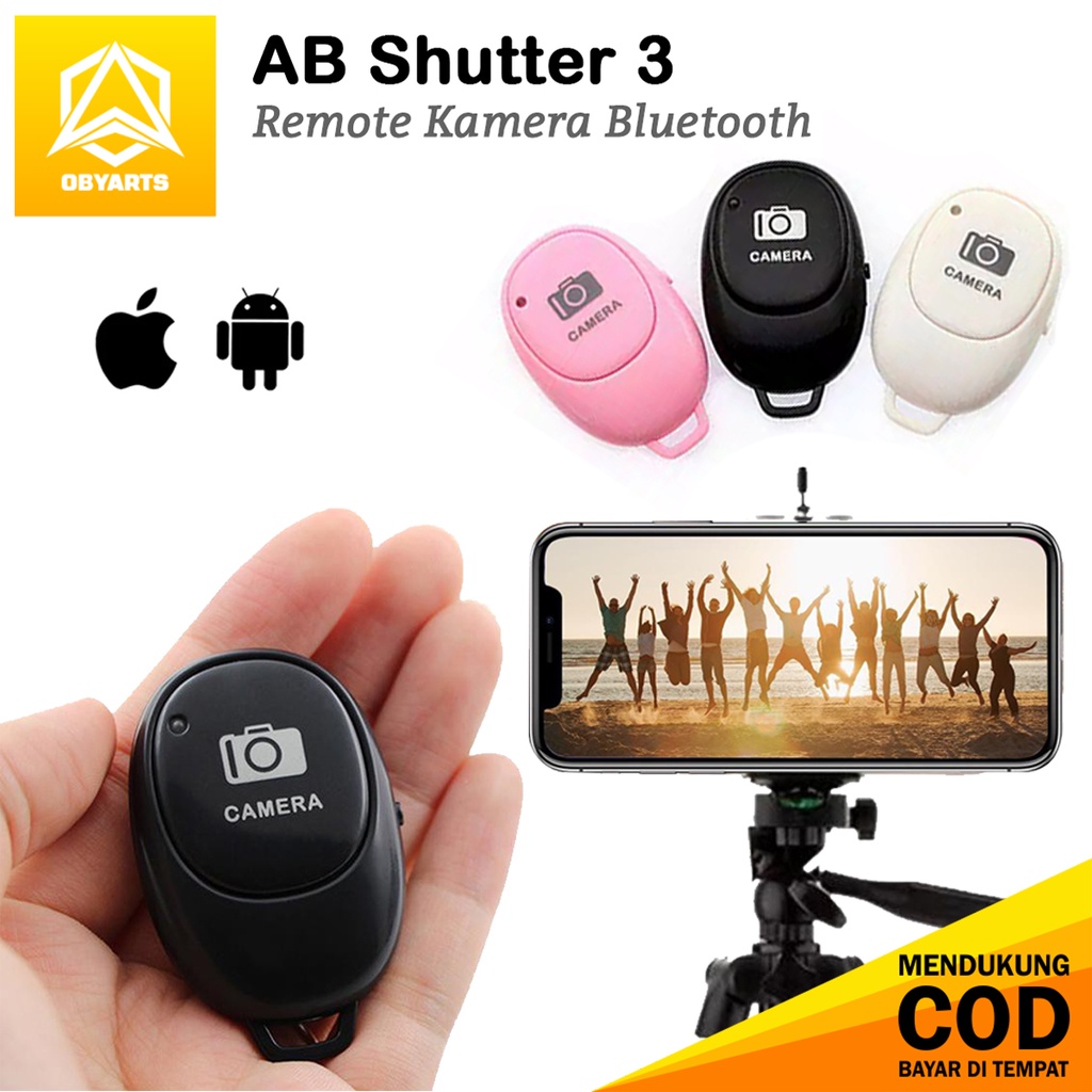 Tomsis Remote Kamera Bluetooth AB Shutter 3 untuk Smartphone Remote Tripod Remote Shutter Kamera HP