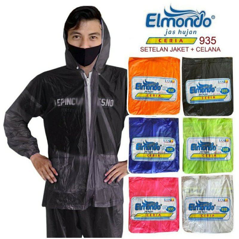 (Murah) Jas Hujan Setelan Jaket Celana Elmondo Ceria 935 /Jacket Setelan Karet Transparan