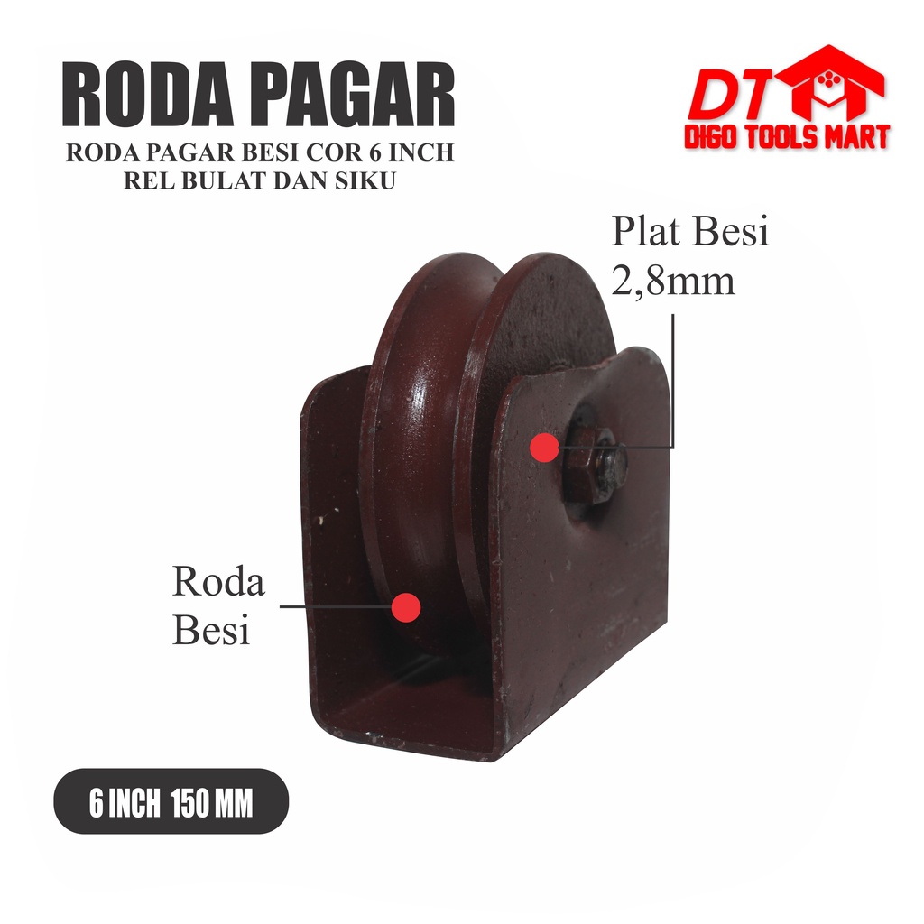 Jual Roda Pagar Besi Cor 6 Inci Rel Siku Dan Rel Bulat Shopee Indonesia 5123