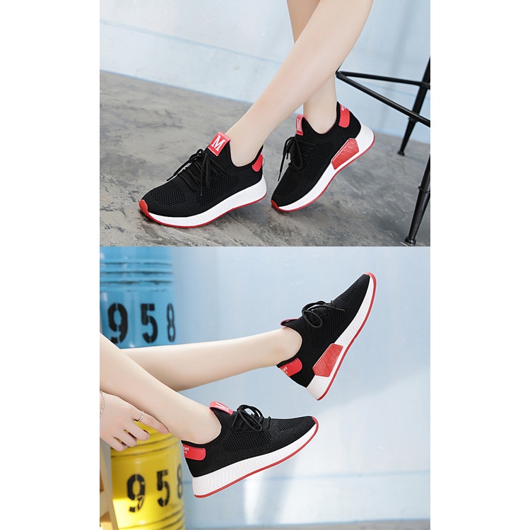 Gobra ♕ SEP014 (Tanpa Kotak) Sepatu Sneakers Wanita Motif M Polos Sporty Model Korea Fashion Casual Sport Olahraga Import