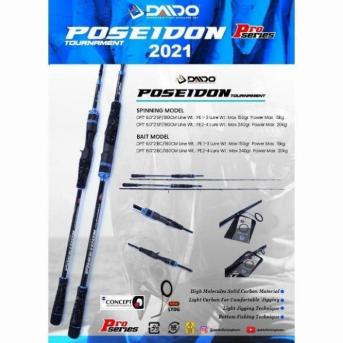 Joran Jigging Daido Poseidon turnamen Pro Series Pe 1 3 2 4 602 180 cm