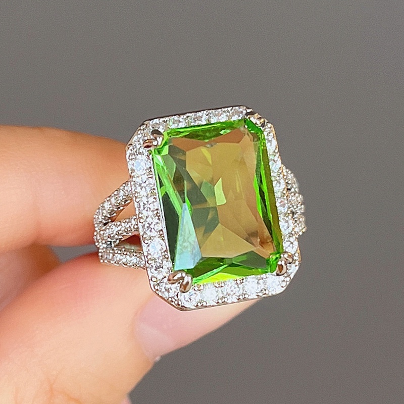 Fancyqube Perhiasan Cincin Wanita Warna Hijau Untuk Pesta Pernikahan