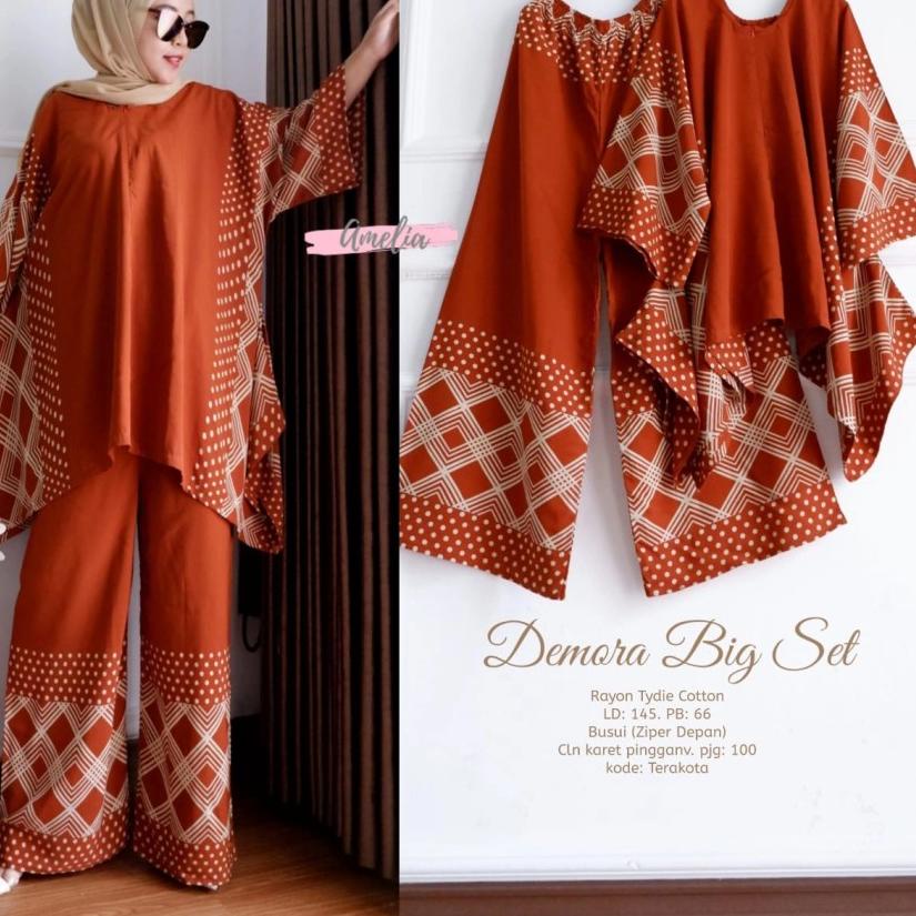 Paling Laris Setelan Demora Big Set Jumbo Set Waka Waka Rayon Jumbo LD 140 One Set Jumbo Rayon Busui