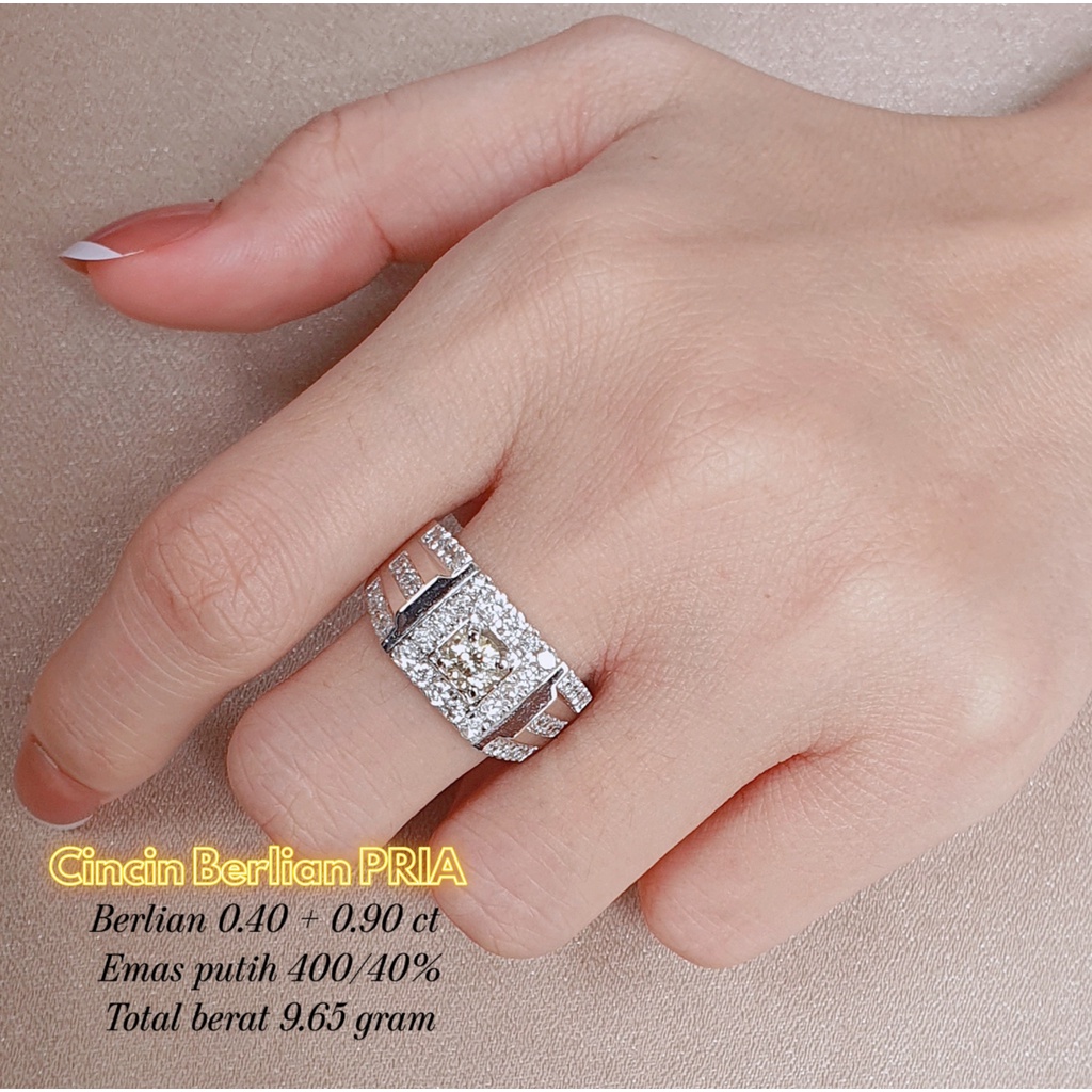 perhiasan cincin belian PRIA/cowok/ laki 1.30 ct emas putih kode 1263
