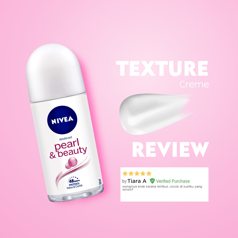 NIVEA DEODORANT PEARL &amp; BEAUTY [ 50 ML ] ROLL-ON FEMALE DEODORAN WANITA PERSONAL CARE PEARL EXTRACT DAN AVOCADO OIL