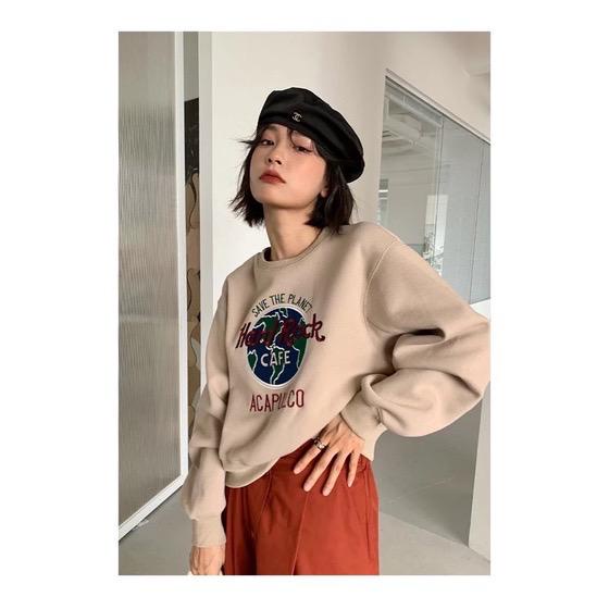 Sweater Wanita | SAVE PLANET CROOPE Sweater Wanita | Sweater Sweatshirt Baju | Korean Style Oversize