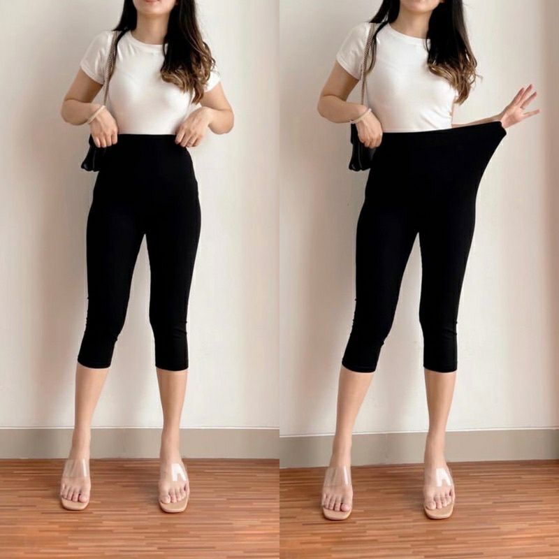 Celana Legging Wanita | Legging Polos 7per8 | Legging Jumbo | Legging Tebal | Legging Pendek 7/8 | L