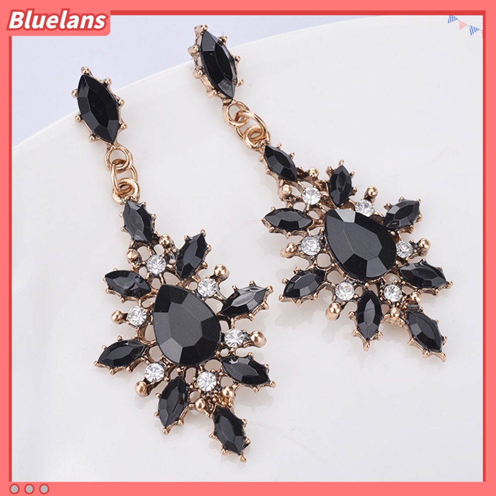 Bluelans Anting Tusuk Gantung Desain Snowflake Hias Berlian Imitasi Untuk Wanita