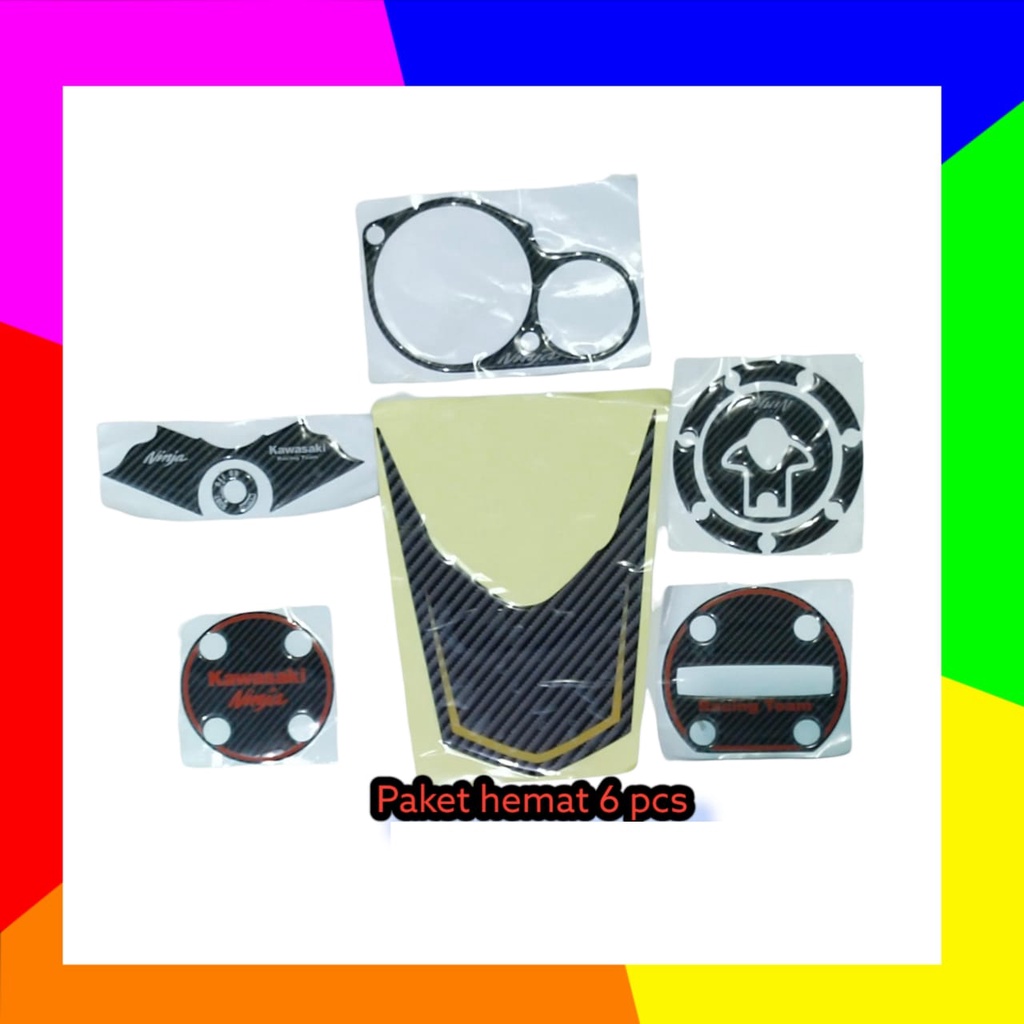 AKSESORIS MOTOR-STIKER TIMBUL COVER BLOK MESIN NINJA R SS RR SET KANAN KIRI OLD NEW ZX MURAH 6pcs
