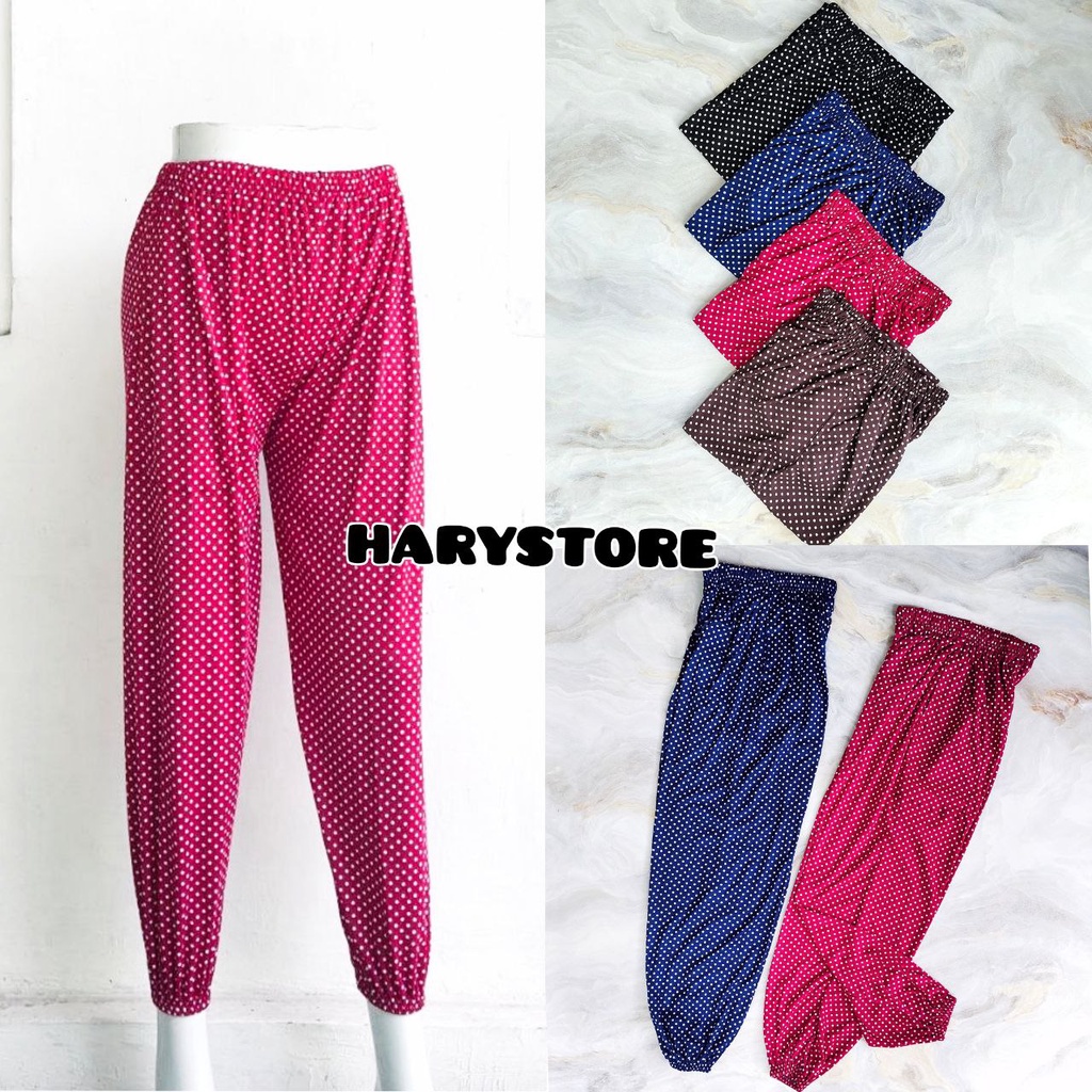 KR 06- Celana panjang wanita kerut legging leging kerut bawah koran XL 3L Jumbo motif / dalaman wanita joger strit panjang