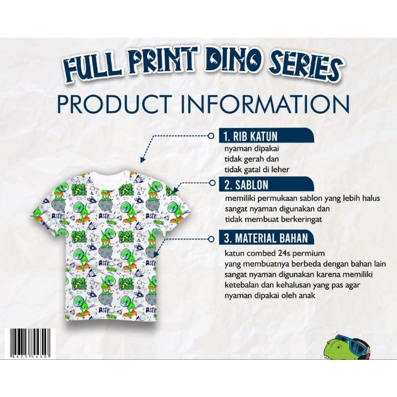 05hk05h READY Kaos Full Print Dino Series Size 2.4.6.8.10T power of polkka by hoolahoop