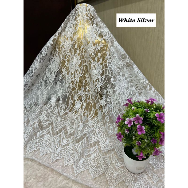 BROKAT / BRUKAT METALIK LAMINATE YSL MAHADEWI KHUSUS WHITE SILVER LAMINATEBROKAT LAMINATE