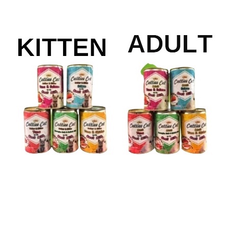 Cattiee cat adult dan kitten kaleng banyak varian rasa 400g