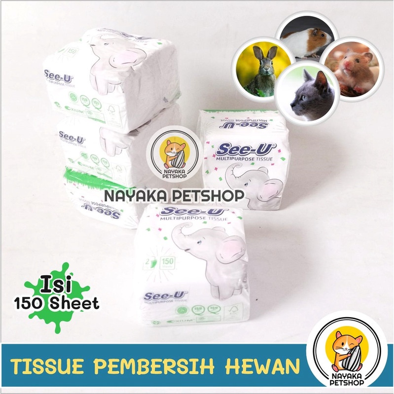 Tissue Hewan 150 Sheet Tisu Pembersih Kotoran Mata Telinga Luka Kucing Anjing Hamster Kelinci