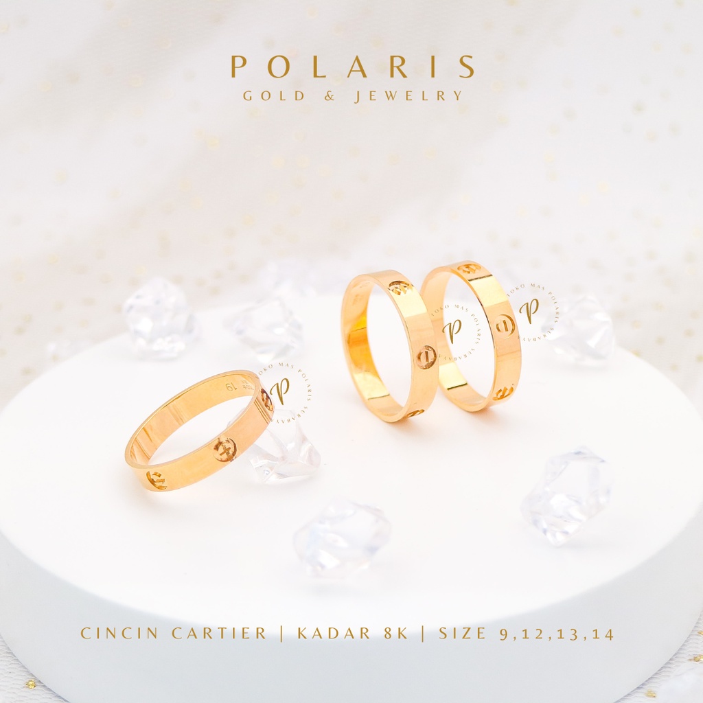 Cincin C Fashion Model Perhiasan Emas Kuning Kadar Emas Muda 375/8K CC10B