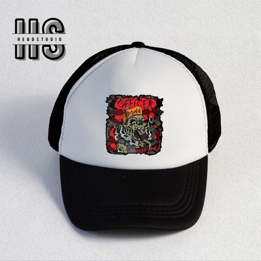 Down | Trucker Hat Best Seller | Topi Pria | Topi | Trucker | Topi Band | Baseball | Band | Topi Jaring | Topi Sablon | Head Studio