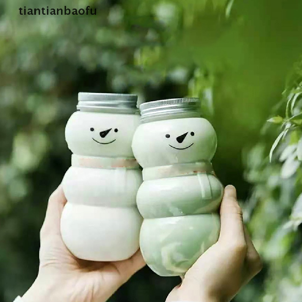 Botol Penyimpanan Jus / Susu / Teh Sekali Pakai Bahan Plastik Motif Beruang Dengan Tutup