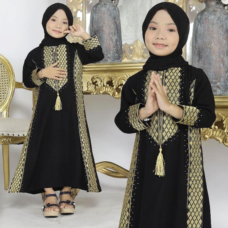 NC.18Oc22υ ‑ Exclusive Abaya Anak Dubai Style Abaya Hitam Abaya Turkey ( Geser Kanan Untuk Lihat Fot