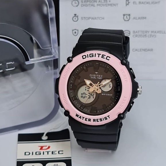 BEST SELLER JAM TANGAN WANITA DIGITEC DUALTIME 4100 X156 TALI RUBBER TANGGAL AKTIF DM 4.2CM FREE BOX &amp; BATERAI || JAM TANGAN FASHION WANITA JAM TANGAN CEWEK MURAH