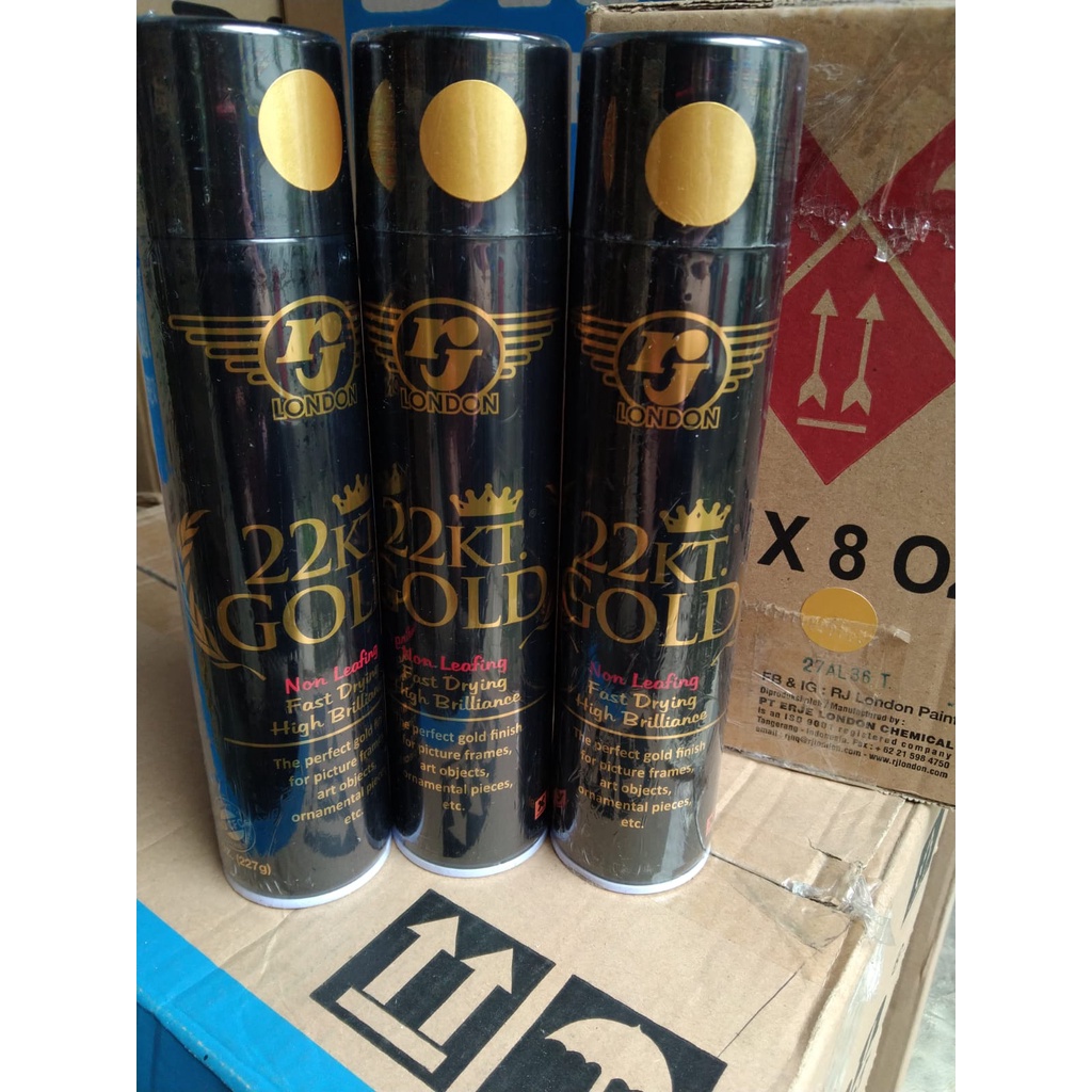 pilok pilox cat spray rj londong kuning 22kt gold kuning glossy 227gr