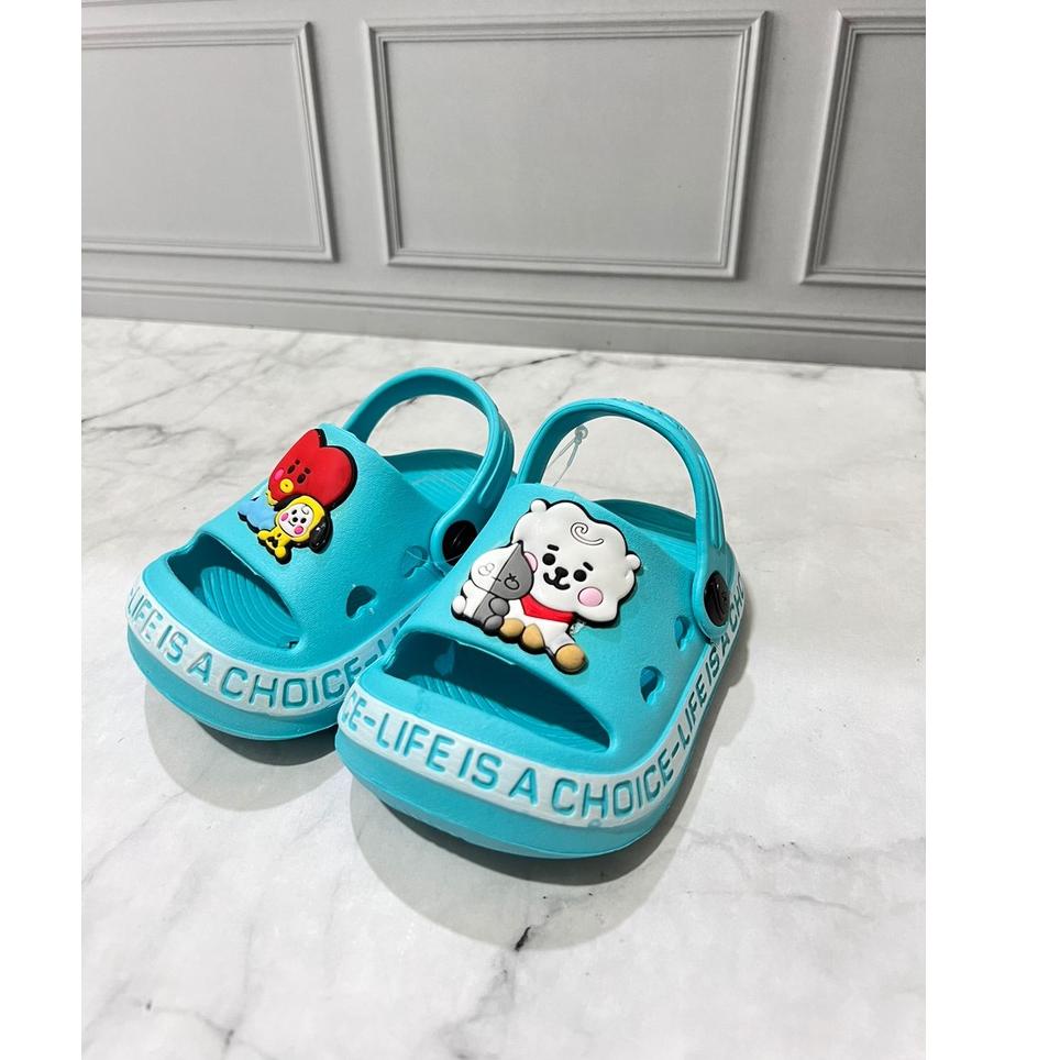 "TWU.22Oc22т" DX-383E Sandal Selop Anak Perempuan Tali Belakang Motif BT21 Merek Dulux Ukuran 20-25