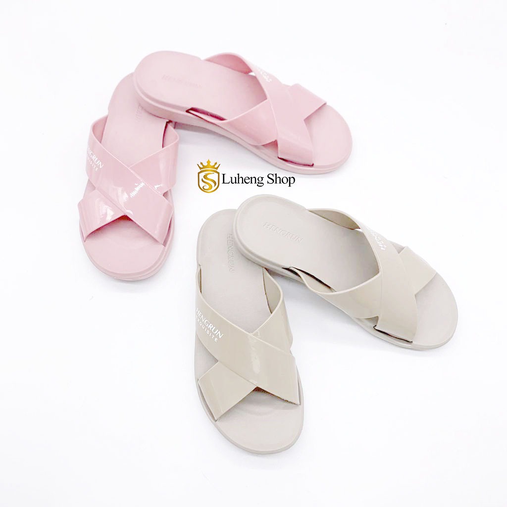 Sandal Slip On Wanita Terbaru Sandal Wanita Bahan Karet Silang Size 36-40