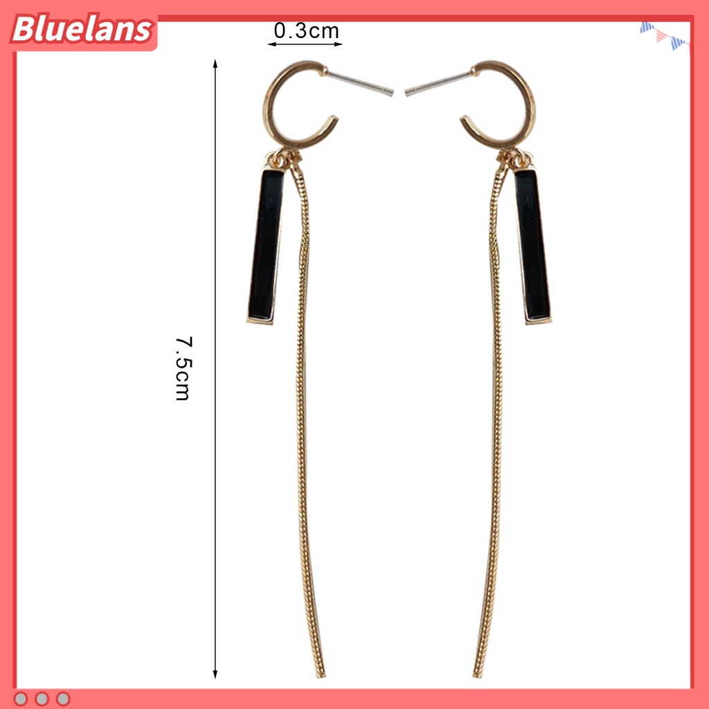 1 Pasang Anting Rumbai Panjang Warna Kontras Gaya Klasik Untuk Wanita