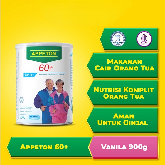 

APPETON SENIOR 60+ VANILA 900 G SUSU NUTRISI LANSIA WEIGHT GAIN SENIOR