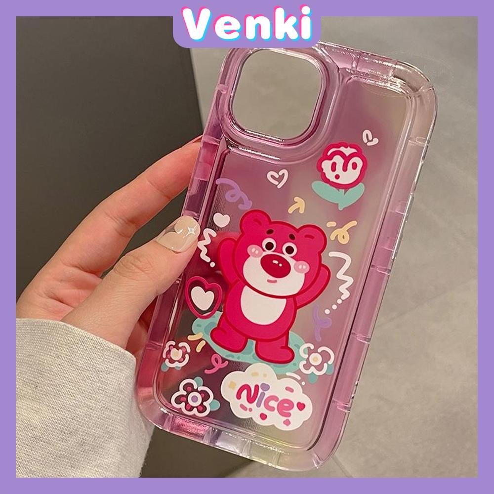 Case For iPhone 14 Pro Max TPU Soft Jelly Airbag Case Green Cartoon Cute Pink Bear Case Camera Protection Shockproof For iPhone 14 13 12 11 Plus Pro Max 7 Plus X XR