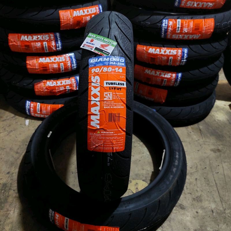 BAN LUAR MOTOR MATIC MAXXIS DIAMOND 90/80/14 TL TUBLES MAXIS DIAN JAYA MOTOR BAN LUAR MOTOR RING 14 