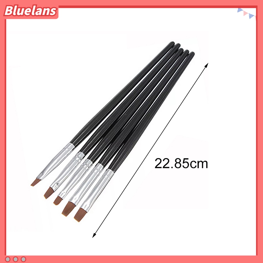 [Bayar Di Tempat]5PCS Nail Art Acrylic UV Gel Salon Pen Flat Brush Kit Dotting Tool