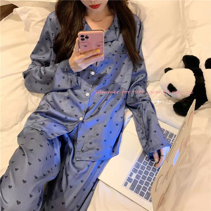 New Korean Cute Wind Ice Silk Pajama Set/Outwardly Wearable Household Suit