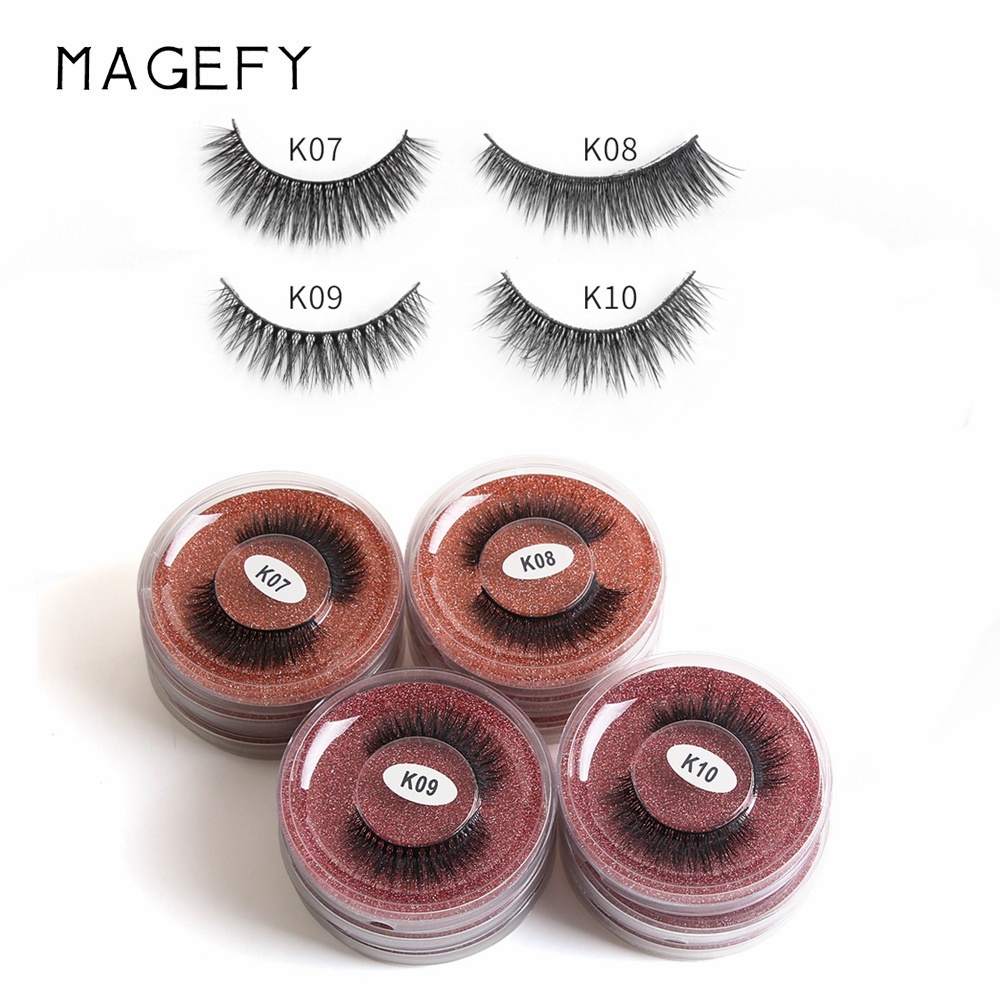 MAGEFY 1 pasang bulu mata palsu mink panjang alami lembut Memadankan Bulu Mata Palsu K01-K10 Tanam Eyelash Extension Makeup Tools Super Alami Untuk