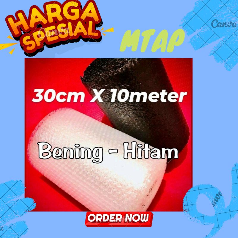 

Bubble Wrap UK 30 CM x 10 METER [ Hitam- Putih ] Best Quality Air Bubble