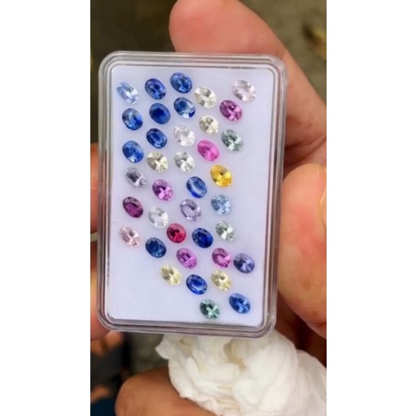 borong murah natural [PINK YELLOW BLUE SAPPHIRE CEYLON HEAT ONLY 14.30CT] safir untuk emban cincin r