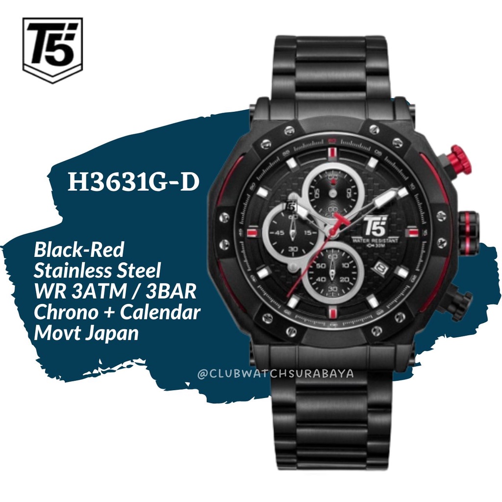 Jam Tangan Pria T5 H3631G-D Original Chronograph Free Box Unik / T5 H3631G-D Jam Tangan Laki-Laki Ch