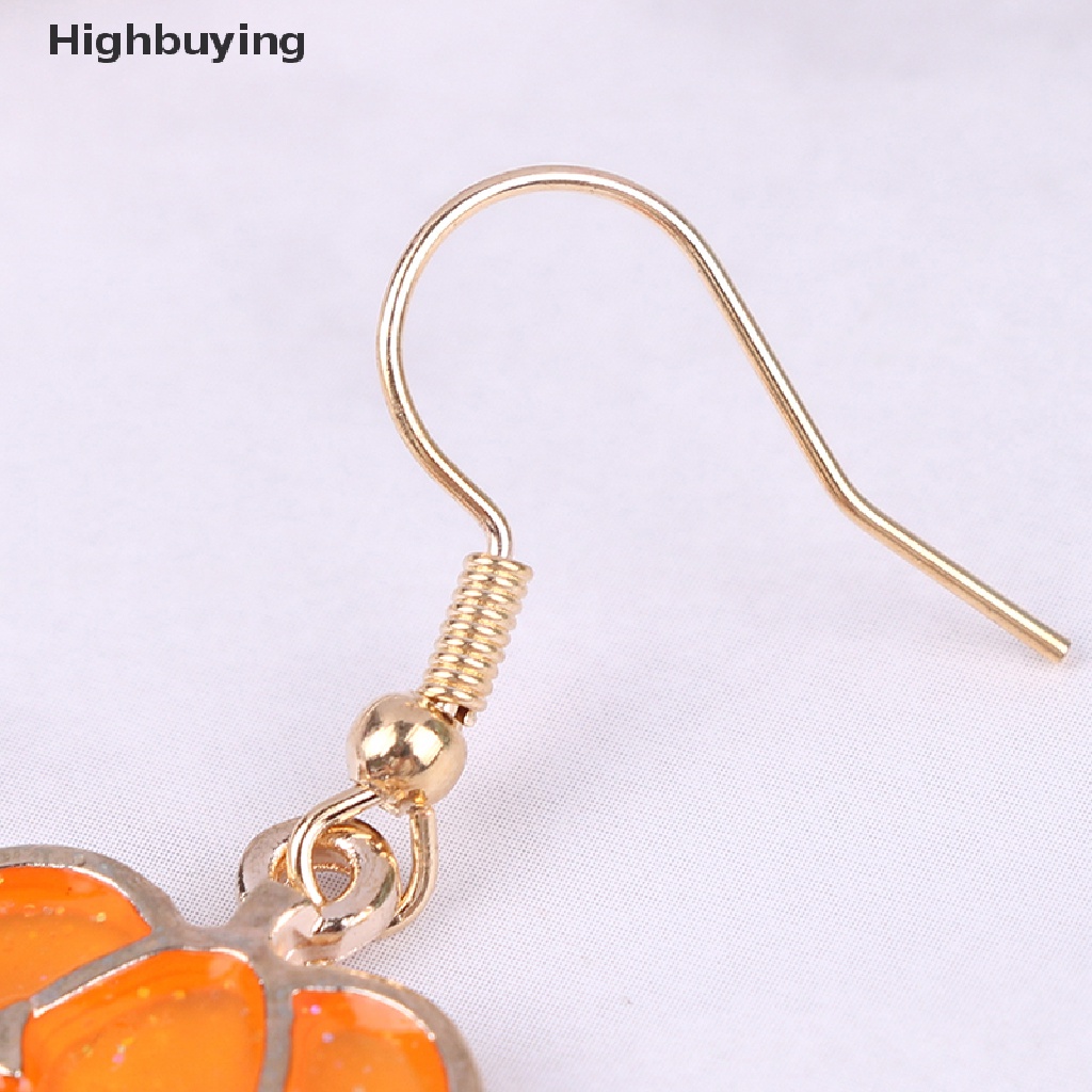 Anting Hoop Bentuk Labu Besar Warna Emas Untuk Aksesoris Perhiasan Pesta Halloween Glory