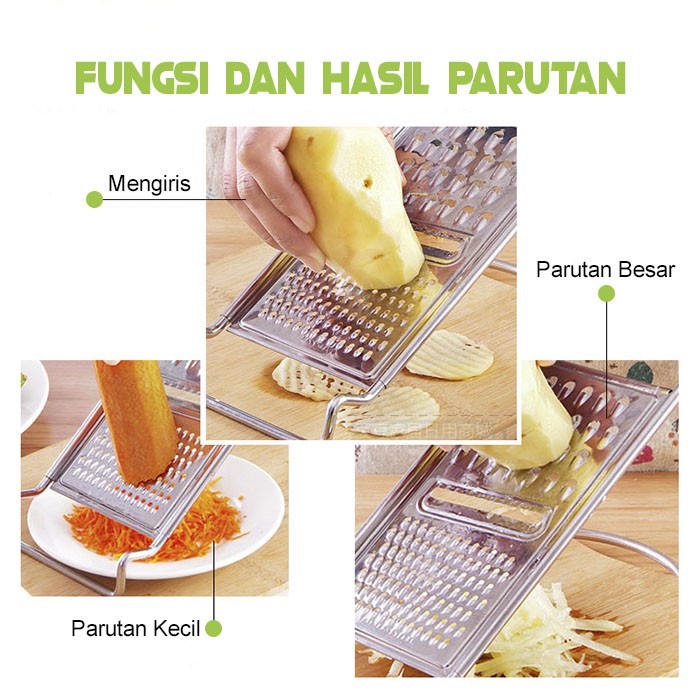 [READY COD] Parutan &amp; Peeler Alat Pengiris Sayuran Multifungsi 3In1 Parutan Serbaguna Gagang cocok untuk semua jenis sayuran hijau makanan