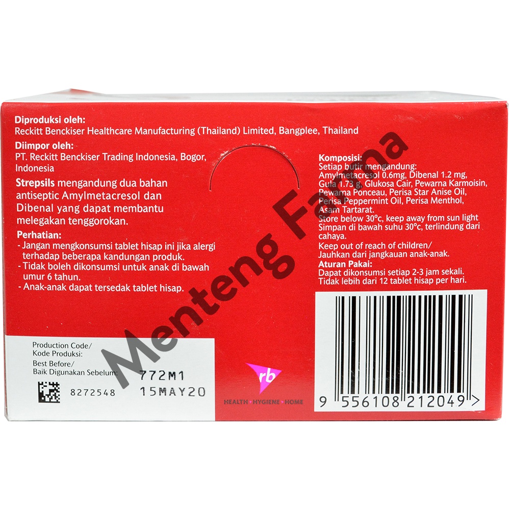 Strepsils (Original) Sachet - Permen Pelega Sakit Tenggorokan