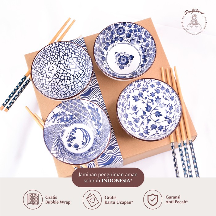 

[COD] Gift Set / Hampers Mangkok Keramik Jepang Isi 4 - MJI4P1