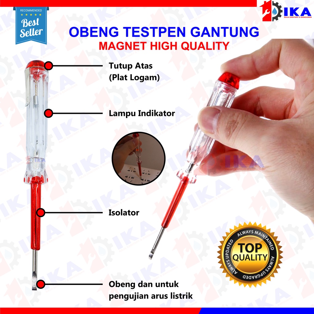 Tester tegangan Listrik - Obeng Tespen gantung chrome serbaguna kualitas bagus awet murah tahan lama