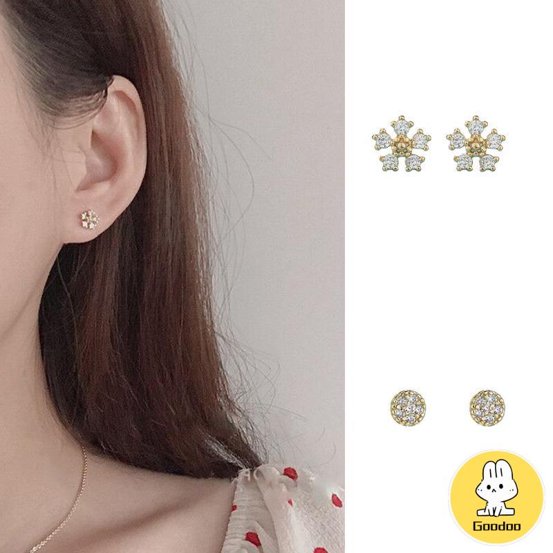 Kristal Berlian Anting Pejantan  Titanium Steel S925  Untuk Wanita -Doo