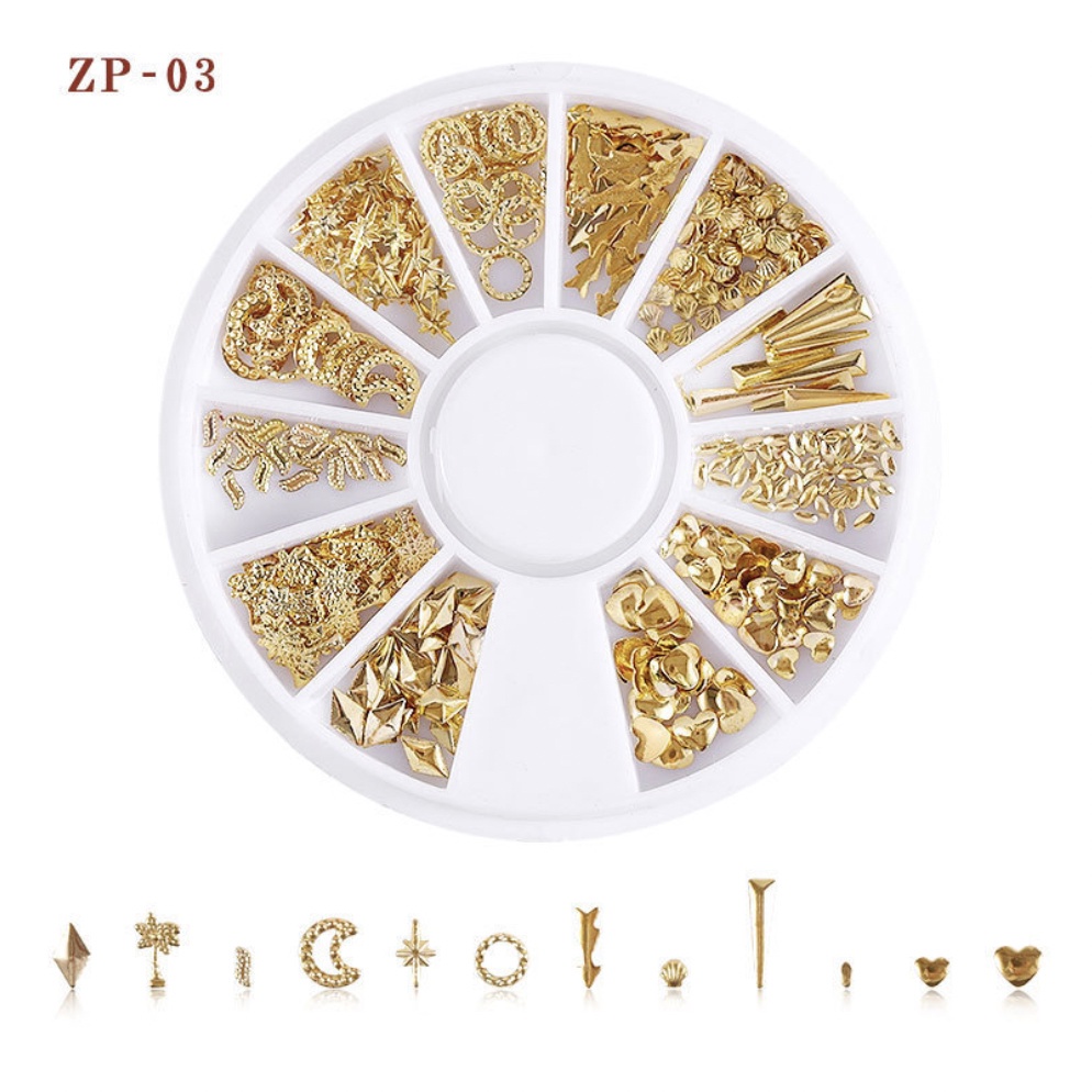 Hiasan Kuku SIlver Rose Gold Wheel Manicure DIY kuku Nail Art Accessories   kuku Nail art KU042