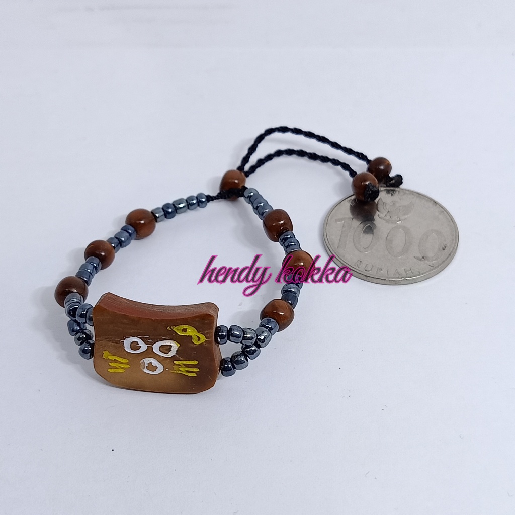 gelang kokka kaukah kaokah manik hello kitty anak coklat
